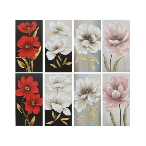372273 QUADRO COM FLORES 8 SORTIDA 30X60X3 CM