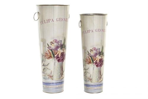 LD-194557 BENGALEIRO SET 2 METAL 19,5X19,5X51 ROSA
