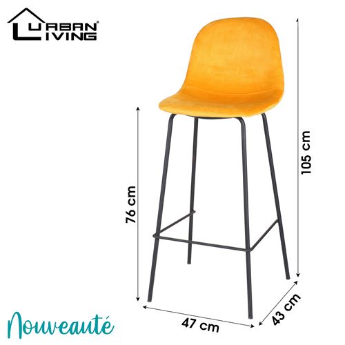 151346 BANCO BAR METAL VELUDO AMARELO