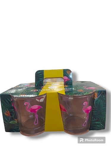 COPOS VIDRO FLAMINGO 20X15X7,50CM SET4