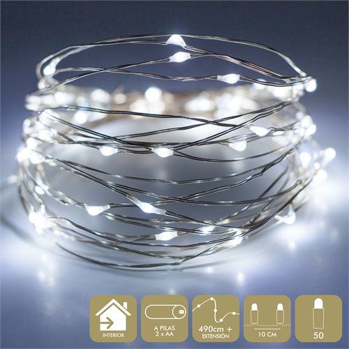 74563 MICRO-LED 50 LUZES METAL BRANCO