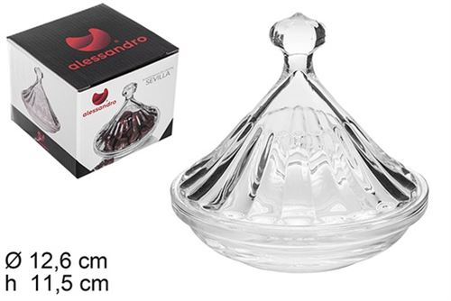 107759 - BOMBONEIRA VIDRO SEVILLA 12.6x12.6x11.5c
