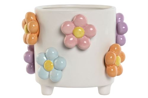 MC-215892 VASO DOLOMITE 17X17X14,5CM FLORES