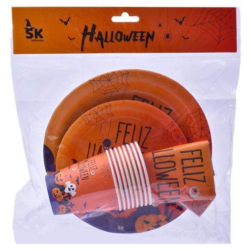 635048 CONJ. HALLOWEEN  32UN PRATOS COPOS GUARDANAPOS