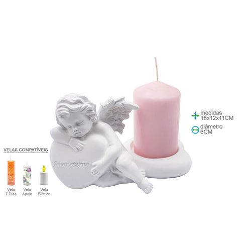 AR-77183 PORTA VELA ANJO RESINA 18X12X11