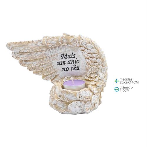 AR-77191 PORTA VELA  ANJO RESINA 20X9X14 CM