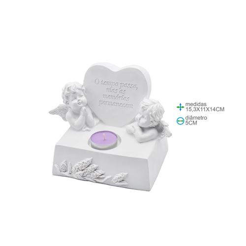 AR-77195 PORTA VELA ANJO RESINA 15,3X11X14 CM