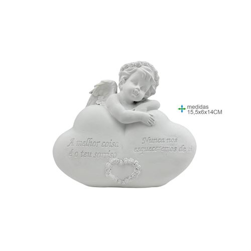 AR-77196 PORTA VELA ANJO RESINA 15,5X6X14 CM