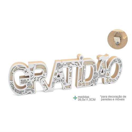 BD-78439 PALAVRA DEC MDF 39,5X11,5CM GRATIDÃO
