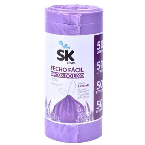 60095 SACO LIXO 50L LAVANDA 15UN