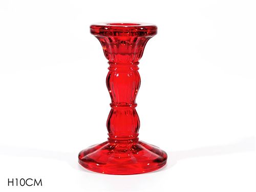 407511 CASTIÇAL VIDRO VERMELHO 10CM