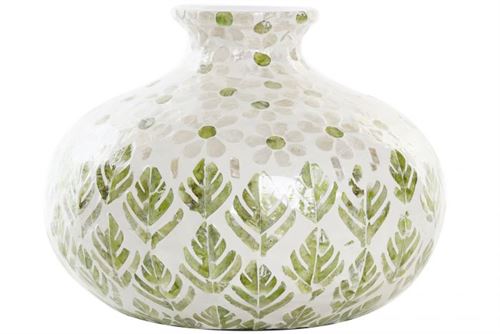 LD-190996 JARRA MADRE PÉROLA BAMBU 34X34X26 NATURAL VERDE