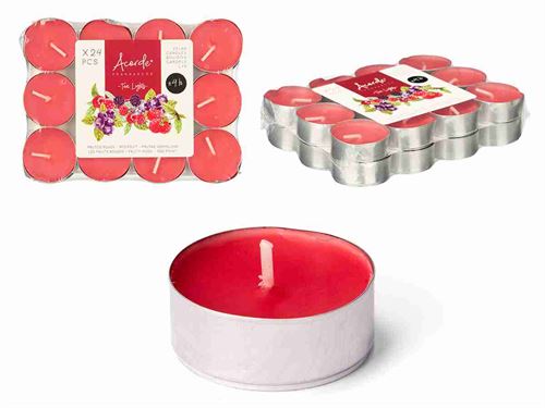 10941 VELA T-LIGHT 4H FRUTOS VERMELHOS 24PÇS