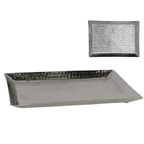 46464 PRATO DECORATIVO PRATA 35X25X3CM