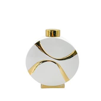 103934329 FRASCO DECORATIVO BRANCO E OURO 24*9*28 cm