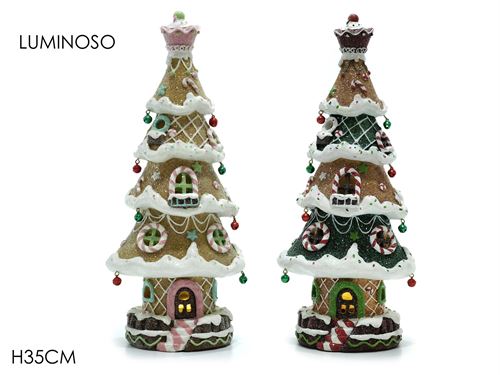 494105 ARVORE NATAL 40CM POLIRESINA CUPCAKE COM LUZ 2SORTIDOS