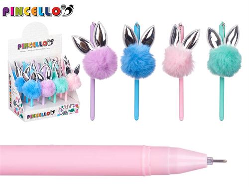 85796 CANETA COM POMPOM COELHO 4SORTIDAS