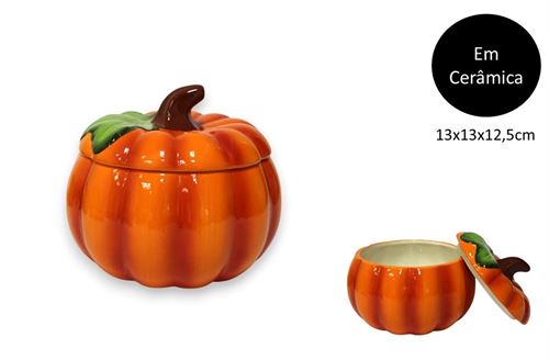 25028 TAÇAS DECORATIVAS COM TAMPA ABÓBORA PEQ. A-14 CM C-12 CM L-13 CM