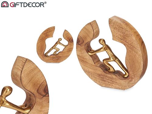 91081 FIGURA DECORATIVA OURO BASE MADEIRA