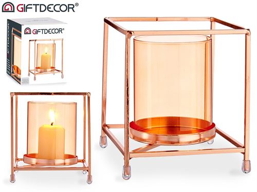 67759 PORTA VELAS METAL VIDRO COBRE