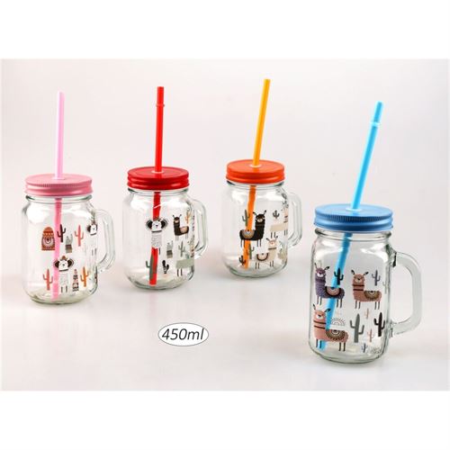 DL19134ABCD CANECA VIDRO 450ML C/PALHINHA