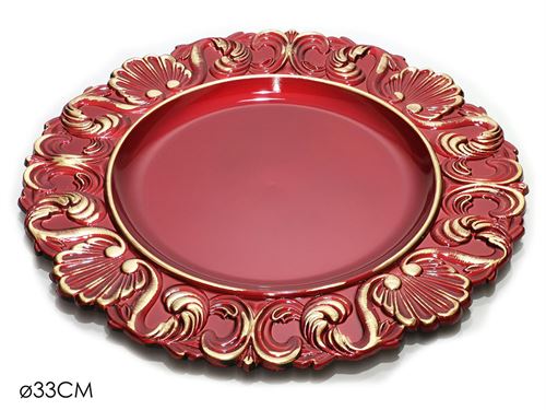 441676 PRATO MARCADOR BARROCO VERMELHO 33CM