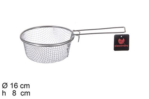 100369 - CESTO AÇO INOXIDAVEL P/FRITAR C/CABO 18cm 16x30x8c