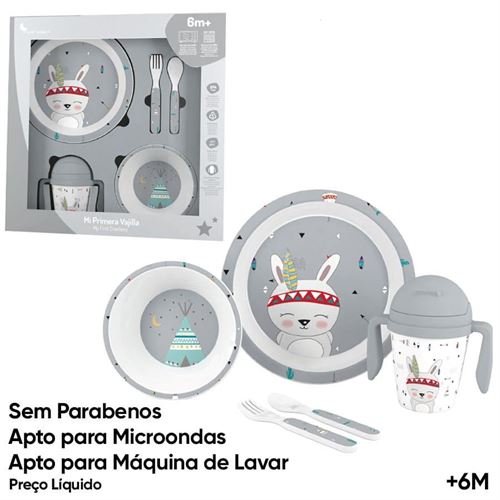 91.SET16 CONJ.MELAMINA REFEIÇAO INFANTIL INDIO 5PÇS