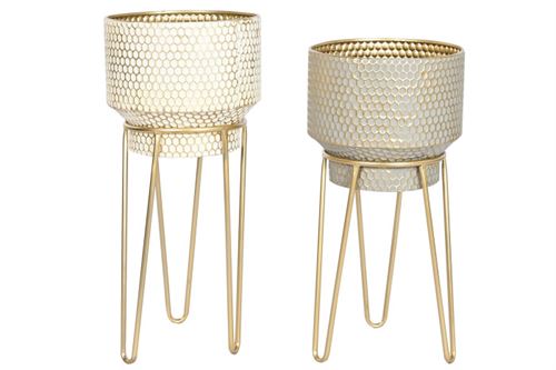 MC-211850 CONJUNTO FLOR 2 METAL 36X36X81,5CM OURO