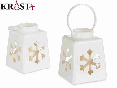 LANTERNA NATAL PVC ESTRELA BRANCA 21CM