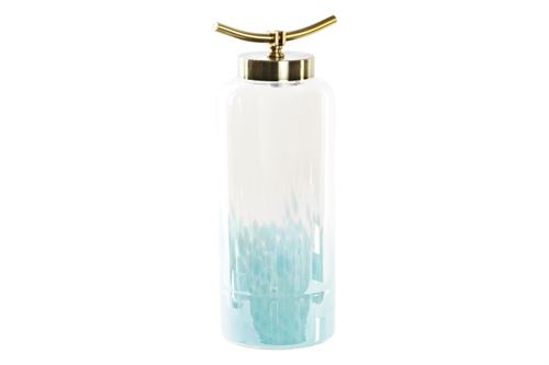 LD-192855 POTE VIDRO METAL 19X15X41CM AZUL
