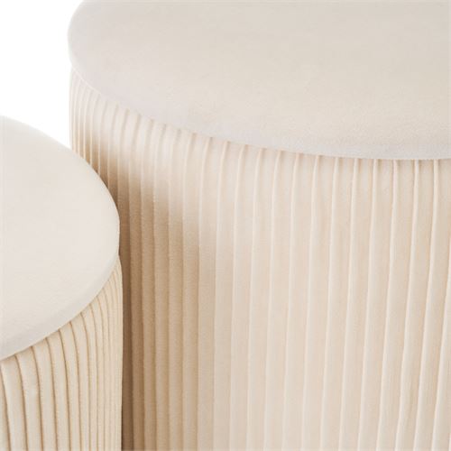 038782 S/2 PUF BANCA TELA-MDF CREME 35 X 35 X 44 CM