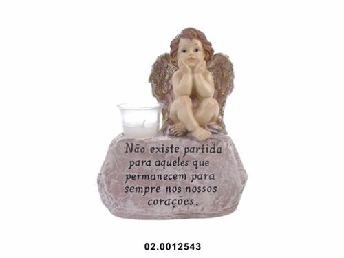 02.0012543 MARFINITE -ANJO C/DIZERES COR ROSA/OURO 20X11X24CM