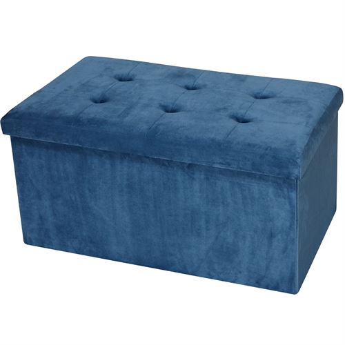 BANQUETA VELUDO AZUL 76X38X38CM