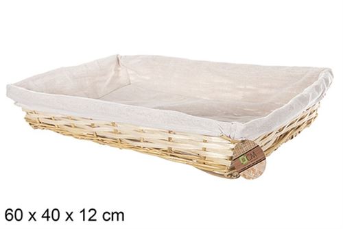 CESTA VIME RECT COR NATURAL C/FORRO 60x40x12cm