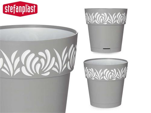 VASO PLASTICO 20CM GAIA CINZENTO