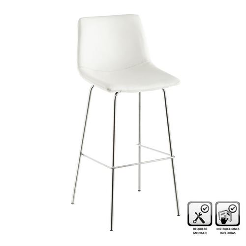 125862 BANQUINHO AÇO/PU BRANCO 46X109CM