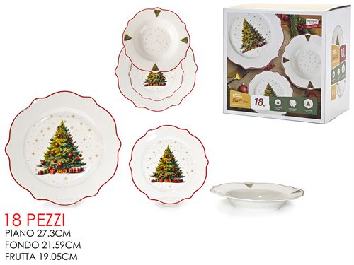 524373 SERVIÇO 18 PÇS NATAL CERAMICA ARVORE