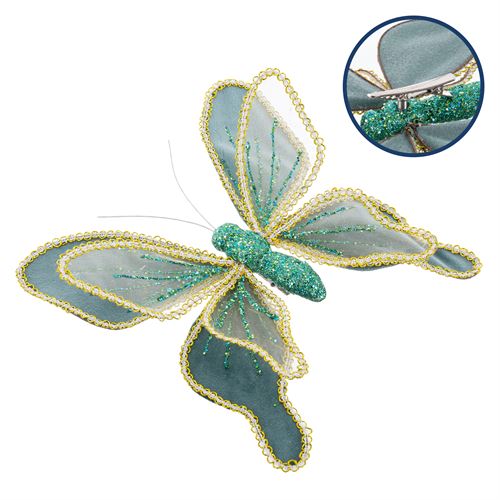 722940 BORBOLETA COM CLIP POLIESTER VERDE 20 X 3 X 20 CM