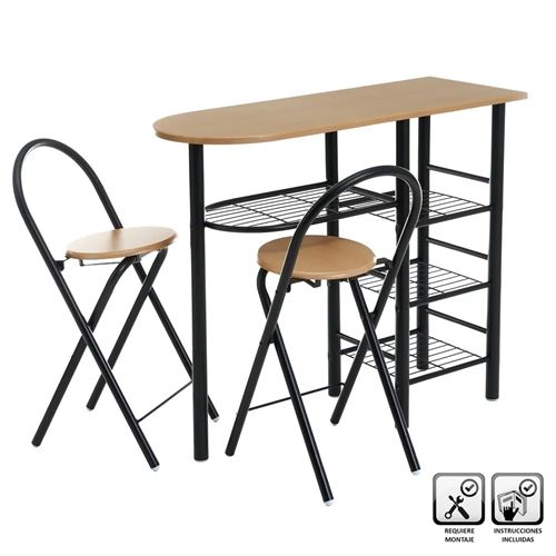 800360 MESA 2 CADEIRAS MDF-METAL 100 X 74 X 88 CM