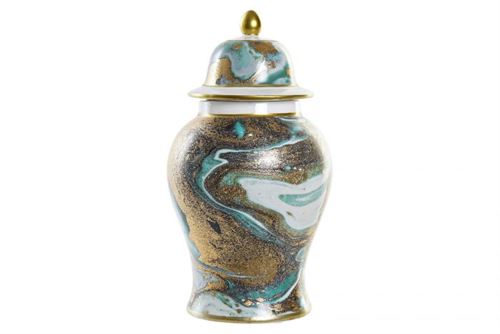 JR-190231 POTE CERAMICA 17X17X31 TAMPA AZUL
