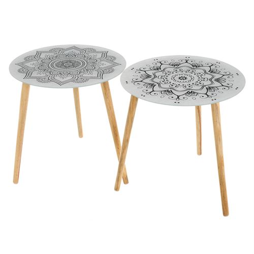 803042 MESA 2/M CRISTAL-MADEIRA 40 X 40 X 40 CM