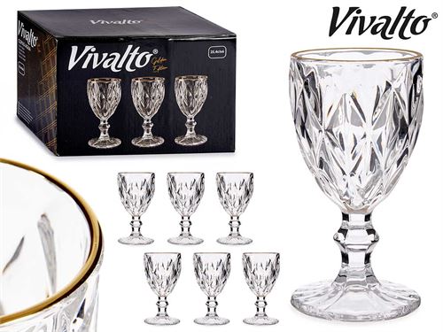 COPO VIDRO 254ML DIAMANTE FIO OURO SET6