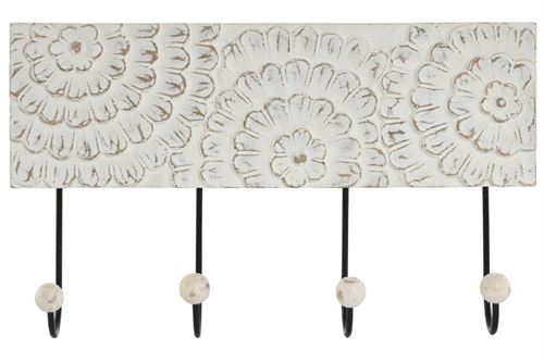 LD-208829 CABIDE METAL MDF 40,5X7,5X23,5 FLOR BRANCA