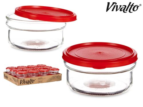 86673 CAIXA VIDRO REDONDA 415CL VERMELHO