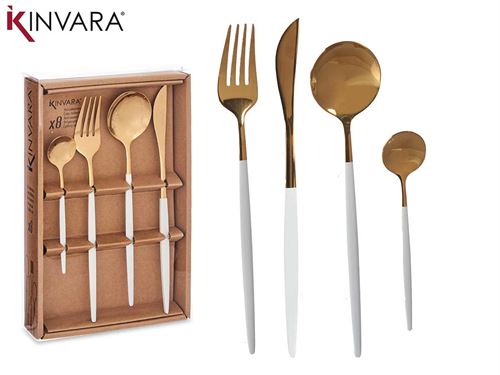 75226 TALHERES OURO/BRANCO AÇOINOX 8PÇS