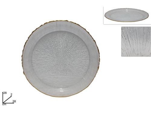 243894 PRATO VIDRO 28CM REBORDO OURO