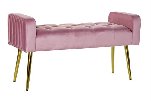 MB-190854 BANQUETA POLIESTER MDF 100X37X52 VELUDO ROSA