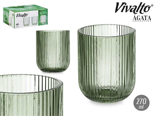 COPO BAIXO 270ML VERDE RISCAS X6