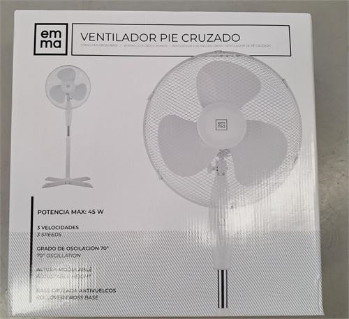 5-0123 EMMA VENTILADOR PÉ CRUZADO BLANCO 43CM 45W